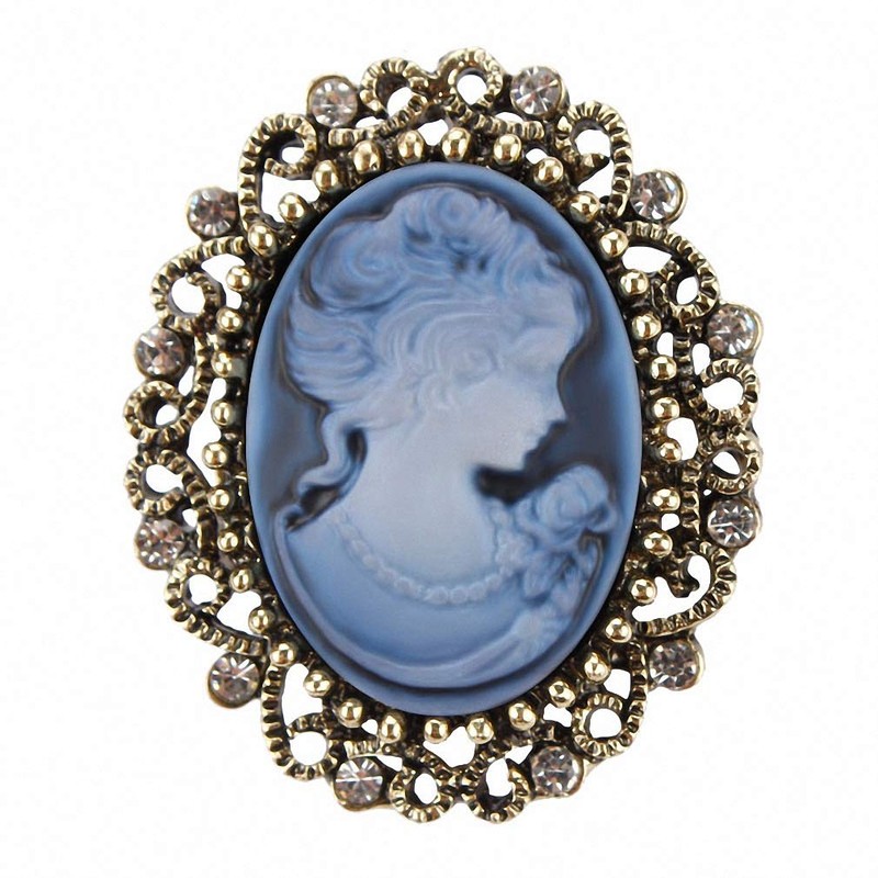 Jana Winkle Vintage Queen Cameo Crystal Brooch Pins Women in