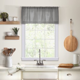 Elrene Home Fashions 026865775426 - Cortina para Ventanas de Cocina, diseño de caña de Pescar, Gris, 60" x 15", 1, 1