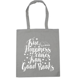 Hippowarehouse True happiness comes from good books Tote Shopping Gym Beach Bag 42cm x38cm, 10 litres