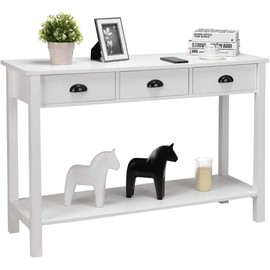 WATERJOY 47’’ Console Sofa Table with 3 Storage Drawers and 1 Shelf, White