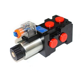 Futchoy 12V DC 3625PSI Durable Hydraulic Solenoid Selector Diverter Valve 13GPM 6 Port Hydraulic Solenoid Diverter/Selector Valve3-plug 6-Port Black+Red