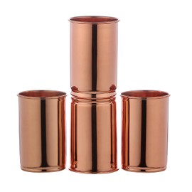 ANCIENTIMPEX Pure Copper Tumbler Set of 4, Unlined, UNCOATED and Lacquer Free, 350 Ml Capacity for Ayurveda Health Benefits