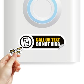 Tiny Call or Text Do Not Ring Stickers | 3 Sizes Call or Text Do Not Ring Tiny Signs | Tiny Size Perfect for any Video Doorbell | Matte Black Permanent Weatherproof Vinyl Stickers