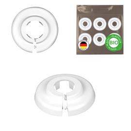 Organic Single Heating Pipe Rosette, Heating Pipe Cover, 15 mm, 18 mm, 22 mm, Cover Rosettes, Heating, Trim, Radiator Rosettes, White Bio-Based Polyethylene, White (22 mm)