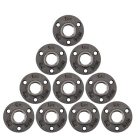 3/4" Mini Floor Flange Fitting, PIPE DECOR Black Malleable Iron Fittings Fit Standard 3/4 Inch Pipes, Nipples and Fittings, Industrial DIY Furniture and Shelves,10 Pack