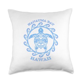 Tribal Sea Turtles Hanauma Bay Hawaii Honu Designs Hanauma Bay Hawaii Honu Tribal Sea Turtle Summer Beach Throw Pillow, 18x18, Multicolor