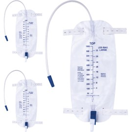 Easy-Tap Leg Bag Urinary Drainage Bag, 1000ml, Anti-Reflux Valve, Cloth Straps, Easy Flip Drain (1000，3PS)