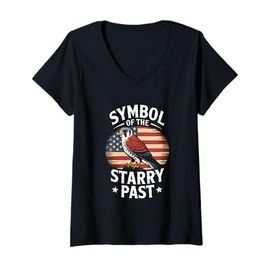 Womens American Kestrel Historical Flag Heritage V-Neck T-Shirt