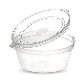 Somwell - 50pcs x 2oz Clear Round Hinged Pots With Lids - Reusable Small Round Takeaway Hinged Containers (50, Clear, 2oz)