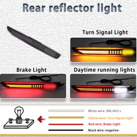 PGTOPONE Red LED Rear Bumper Reflectors Fog Brake Tail Light Lamps Compatible with Mazda CX-50 CX50 Add on Turn Signal Feature Accessories (SMOKED STYLE)