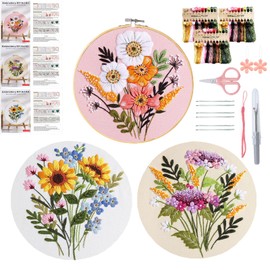 Yixhua 3 Sets Practice Embroidery Kit for Beginners,Cross Stitch Kit Adult with Pattern Starter Hand Embroidery with Instructions Arts and Crafts for Adult Learn to Embroider DIY Kits(2)