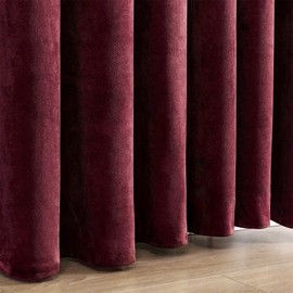 Dchola Wine Red Velvet Curtains for Bedroom Window, Super Soft Vintage Luxury Heavy Drapes, Room Darkening Rod Pocket Curtain for Living Room, W52 by L96 inches, 2 Panels