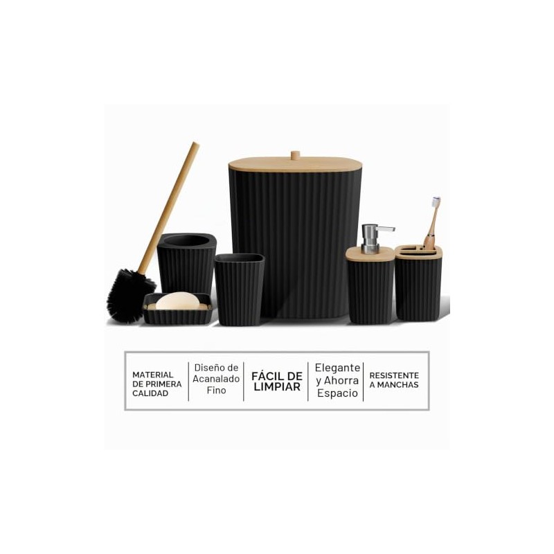 Clara Clark - Juego de Accesorios de baño Negro, Juego