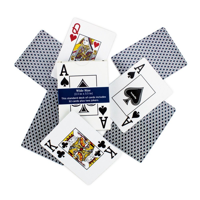Single Blue Deck, Wide Size, Jumbo-Index, Plastic-Coated Playing Cards by