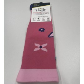 Think Medical- Women's Pink Multicolored Patterned Compression Socks- Size 10-14