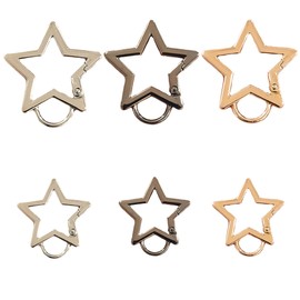 ZAHD 6 Pieces Carabiner Star Key Ring Star Carabiner Creative Star Carabiner Hook Robust Keyring Star Carabiner Hook Zinc Alloy for Camping Hiking Fishing (Colourful)