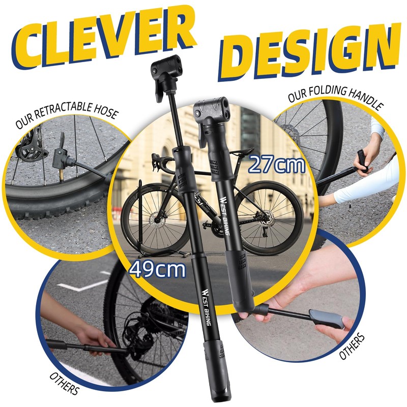 West Biking Bike Pump - Quick and Efficient Bicycle Pump