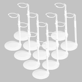 QUEBAN 12-Piece Doll Stand Set for 8-14-Inch Dolls, 5-8-Inch Adjustable Action Figure Stand with Retractable Waistline Doll Stand for Home Store Party Display (White)