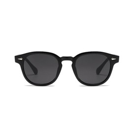 Street Knitted Men Women Round Black Tint Shades Circle Summer Beach Black Frame Sunglasses