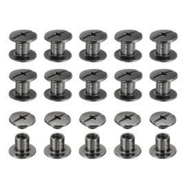 PATIKIL Chicago Screws, 60set M5 x 6mm Carbon Steel Phillips Head Screw Rivets Binding Screws Post Nail Rivet for Leather Belt Bag Backpack Craft Bookbinding, Black