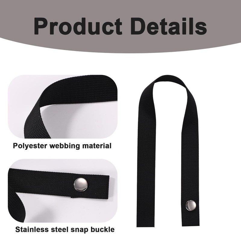 Lyreh 4pcs Pontoon Boat Ladder Straps, Black Imitation Nylon Snap