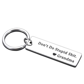KINMES Granddaughter Grandson Gifts from Grandma,Don't Do Stupid Sht Love Grandma Keychain, Easter Basket Stuffers for Teens Christmas Birthday Gifts Stocking Stuffers for Teen Boys Girls