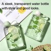 SZHENGSHAN 1Pc Slim Square Travel Water Bottle, 400ml, Green, Reusable,