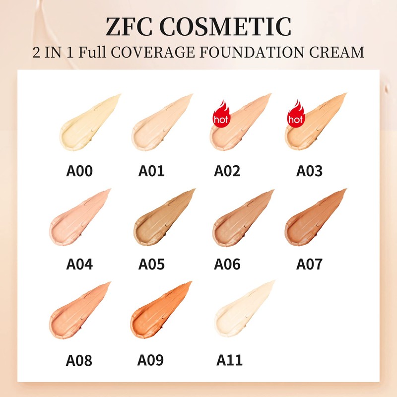 Foundation Makeup Concealer, Medium-to-Full Coverage Foundation Cream, Long Lasting Waterproof