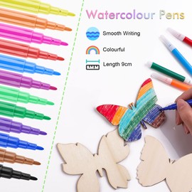 Weysoo Pack of 40 Butterfly Decoration, Butterfly Craft Set, Butterfly Wood with Watercolour Pencil/Gemstone Stickers, Crafts Children's Birthday for DIY Birthday Crafts Easter Crafts Children