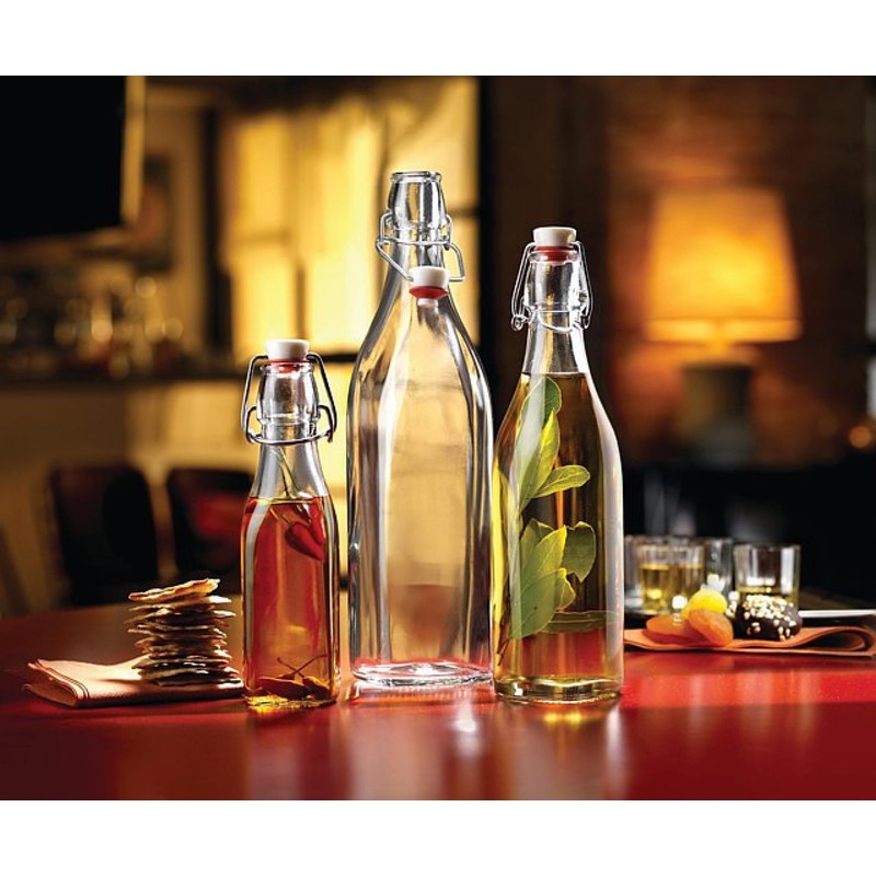 Bormioli Rocco Swing 17 oz. Square Swing-Top Glass Bottle with