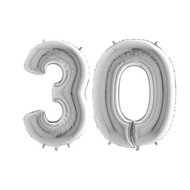 Toyland® 40 "Folien-Nummernballon -Partydekoration (Silber, Nummer 30)