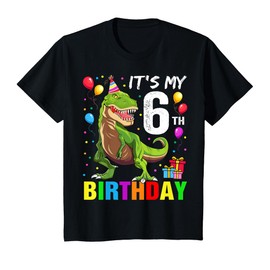 It's My 6th Birthday Happy 6 Year T-Rex Boys T-Shirt