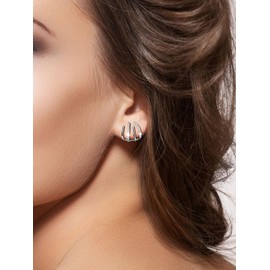 SILBERTALE - arete de garra para mujer, plata de ley 925, circonita cúbica, piercings, tachuelas minimalistas, Plata de ley, Circonia cúbica