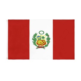 ANJOR Peru Flag 3x5Fts - Peruvian Flags With Brass Grommets 3 X 5 Ft