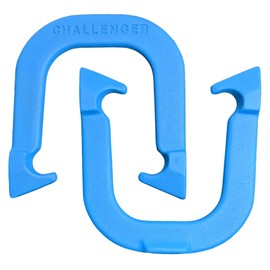 Challenger Professional Pitching Horseshoes- Made in The USA (Red & Blue- Complete Game Set (4 Shoes, 2 Stakes & Rule Book))