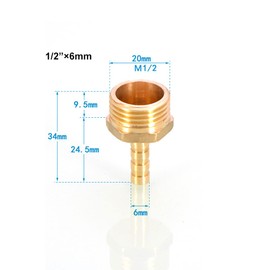 BSP Hose Connector Brass Plug Fitting 6 mm/8 mm/10 mm/12 mm/16 mm/19 mm/25 mm, Hose Barb Tail Male BSP Male Thread Adapter