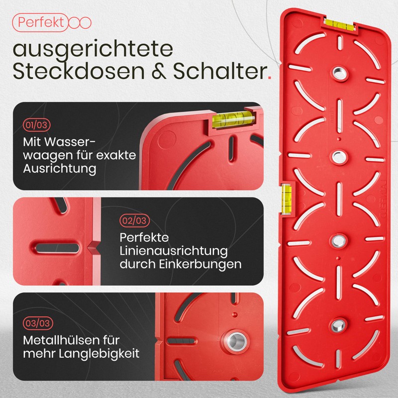 LAINFELD Drilling template for sockets, including spirit level, electrician, spirit