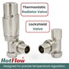 Hot Flow Satin Nickel Angled Modern TRV Thermostatic Radiator Valve