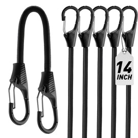 HORUSDY 5-Piece Premium Bungee Cords with Hooks, 14” Bungee Cords, Bungee Cords Assortment