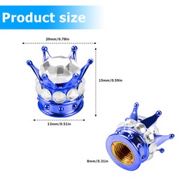 Crown Tire Valve Stem Caps, 4Pcs Handmade Bling Rhinestone Car Stem Air Caps Cover, Dustproof Tire Valve Caps for Bike Motorcycle Wheels, Auto Exterior Accessories for Girl Women (Blue/Silver)