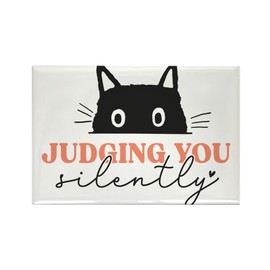 CafePress Cat Silently Judging You Magnets Rectangle Magnet, 3"x2" Refrigerator Magnet