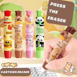 Capybara Pen Eraser Set, Cartoon Animal Eraser 4 Pieces, Children's Pencil Suitable for Boys and Girls Students, Capybara Lovers School Office Supplies Stationery