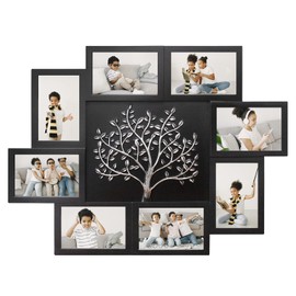 HELLO LAURA - Picture Frame Collage Large Wall Hanging Photo Frames Elegant Tree Collage Frame Gifts for Family Friends 4x6 inch Home Wall Decor Gallery Display (Black - Silver Tree)