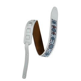 Guitar Strap White Faux Leather Fame Woven, 1400mm Length, 64mm Width, Compatible with Electric/Acoustic/Bass Guitars, Adjustable with Custom Graphics