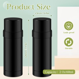 Teenyyou 30 Pcs 60ml/2oz Empty Deodorant Containers Twist Up Filling Bottle Refillable Plastic Deodorant Holder Tube for Homemade Lipstick Sunscreen Balm Lotion Bar (Black)