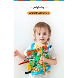 Jollybaby Baby Cloth Books, Touch & Feel Crinkle Soft Books, for Infants Babies, Toddler Early Educational Interactive Stroller Toys, Baby Girl & Boy Gift(Glacier Tails)