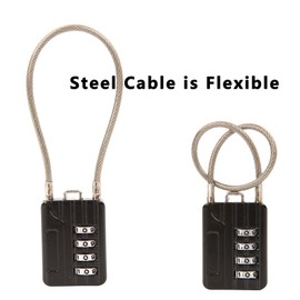 SEPOX® Versatile 12-Piece Resettable 4-Digit Combination Travel Lock Luggage Set – Own Password Set-Up, Extra Long Anti-Cut Vinyl Steel Cable, Ideal for Suitcase, Backpacks, Gym Lockers - Black