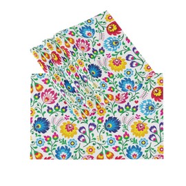 Doterii Polish Folk Art Floral Pattern Placemats Set of 4 Table Mats with Double Side Printed for Dining Table