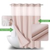eachope Extra Long No Hooks Needed Linen Textured Shower Curtain