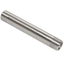Quickun 304 Stainless Steel Pipe Fitting, 1" NPT x 1" NPT Male Malleable Nipple Cast Pipe 10" Length